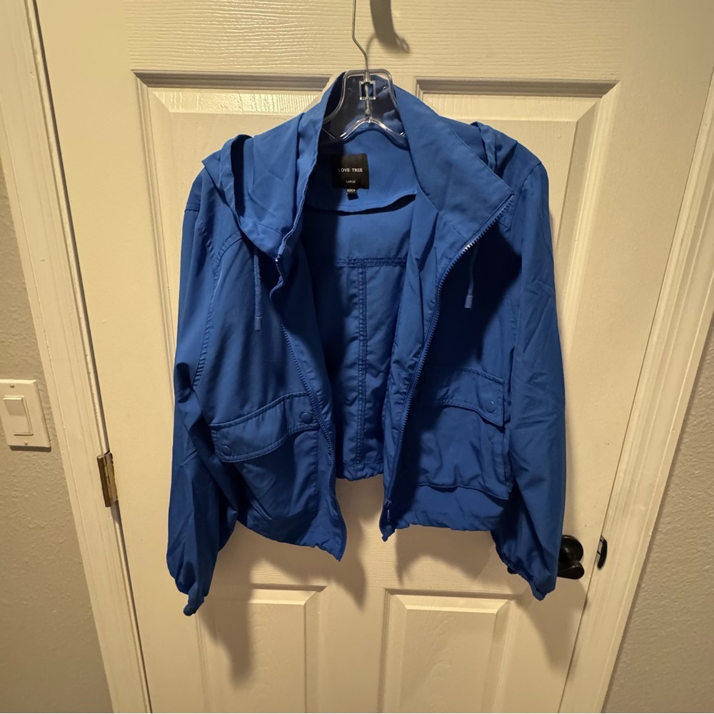 Love Tree Blue Hooded Utility Jacket (Size L)‎